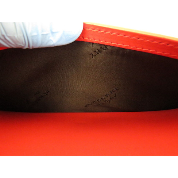 $1090 BURBERRY HAMPSHIRE RED LOGO LEATHER FLAP CROSSBODY CLUTCH BAG ITALY - Picture 12 of 15